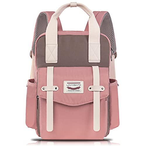 lovvento College Backpack Women Vintage 13” Laptop Backpack Lightweight Small Backpack Travel Daypack Kawaii Cute Mini Bags
