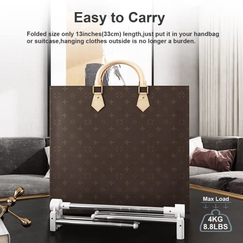 Anlebuy Portable Garment Rack, Folding Clothes Rack, Collapsible Clothing Rack For Dance, Travel, Camping, Laundry, Indoor, Outdoor, Drying, Mini White Compact (Upgraded) + 3 Foldable Clothes Hangers #TOP6