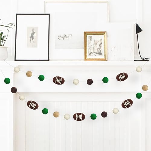 Football Felt Ball Garland Rugby Pom Poms Banner for Sports Themed Banners Football Game Party Decorations Sports Bowl Fans Club Assembled Favor Supplies (23 Ball)