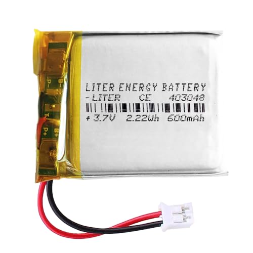 Batería 403048 LiPo 3.7V 600mAh 2.22Wh Recargable Conector PH2.0 (JST-PHR-02) Tipo B Litio: Asegúrese Que la polaridad del Dispositivo Coincide con la batería 50x30x4mm (PH2|600mAh|403048)