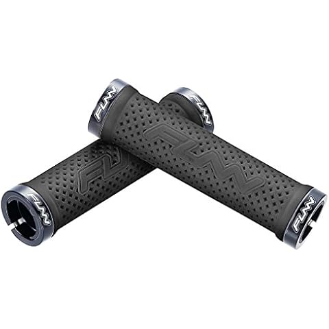 Funn Combat II Mountain Bike Handlebar Grips with Double Lock on Clamp, Comfortable and Durable Grips with 22 mm Inner Diameter, Waffle Patterned Bike Grips for MTB/BMX (Black) Cover