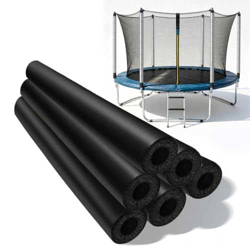 Serendipresent 6Pcs 35.5 Pre-Slit Double DefenseTrampoline Pole Covers 1.34 Diameter Black Trampoline Foam Covers Replacement Pole with Silver Tape for Trampoline Accessories Safety Protection