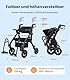 VOCIC Z55 Rollator Rollstuhl Faltbar und Leicht mit Sitz, 2 in 1 Rollstuhl Klappbar Rollatoren für Senioren, Outdoor Gummireifen für Allen Gelände, Aluminium Gehhilfer Transport-Stuhl, Schwarz
