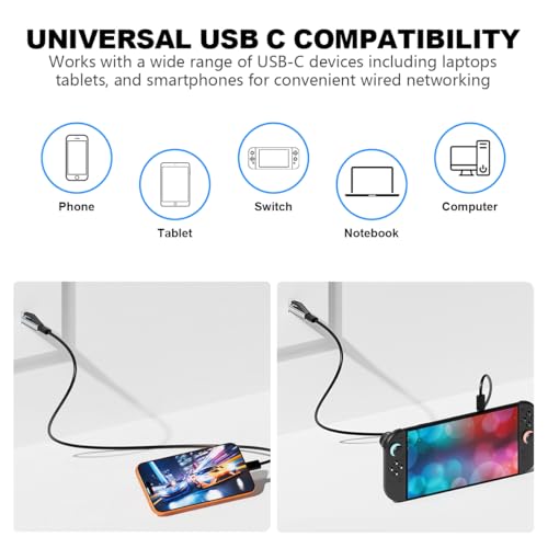 Image of ZORBES USB C to RJ45 Ethernet Adapter 1000Mbps, Type C Male to LAN Network Converter, Wired Internet Adapter for Laptop Tablet Smartphone