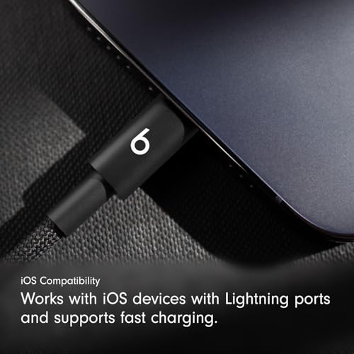 Image of Beats USB-C to Lightning Woven Cable Fast Charging Durable /Tangle-Free Compatible Charger for Apple Devices w Lightning Ports (1.5 m, 5 ft) - Bolt Black, (Pack of 2)