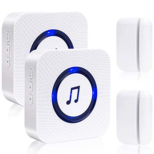 SanJie Wireless Door Open Chime Entry Alert Chime Door Sensor Alarm For Business Home Store 55 Ringtones 5 Volume Level 2 Receiver 2 Magnetic Door Alarm Sensors