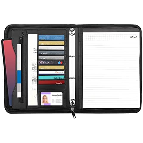 Kurtzy Black Faux Leather Business Portfolio Cover