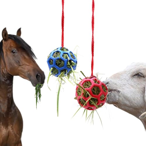 Foycow 2 Pcs Hay Ball for Horses to Play with, Relieve Stress with This Bright Color Hay Feeder Ball for Horses Goat to Avoid Boredom