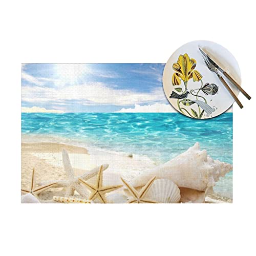 Set de table plage océan 30x45 cm lavable et résistant à la chaleur x4 - 5