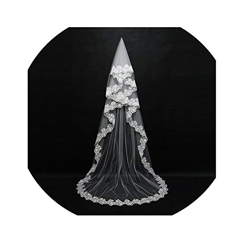 2019 3M One Layer Lace Edge White Ivory Wedding Veil Long Bridal Veil