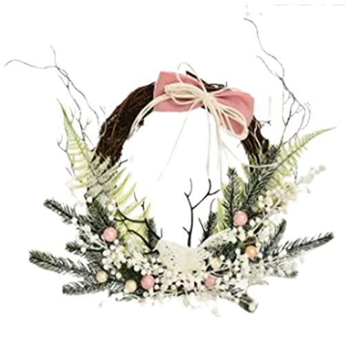 Couronne de Noël pour porte d'entrée FLXHSA, décoration haut de gamme en rotin tissé main