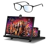 Aso Handy Lupe 3D Bildschirm Vergrößerungsglas 12 Zoll und Anti-Blaulicht-Brille Handy Bildschirm Lupe HD Handylupe Bildschirm Vergrösserung Telefonständer-Bildschirmverstärker Für Alle Smartphone