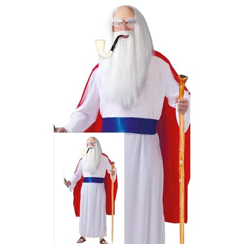 FIESTAS GUIRCA | Disfraz de Druida Adulto (48-50/M) - Capa, Cinturón y Túnica para Fiestas de Galos, Halloween y Carnaval - Ideal para Hombres en Celebraciones y Eventos - Blanco y Rojo