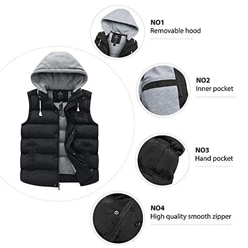 Wantdo Mens Quilted Winter Puffer Vest Quilted Sleeveless Jacket Black Medium #TOP3