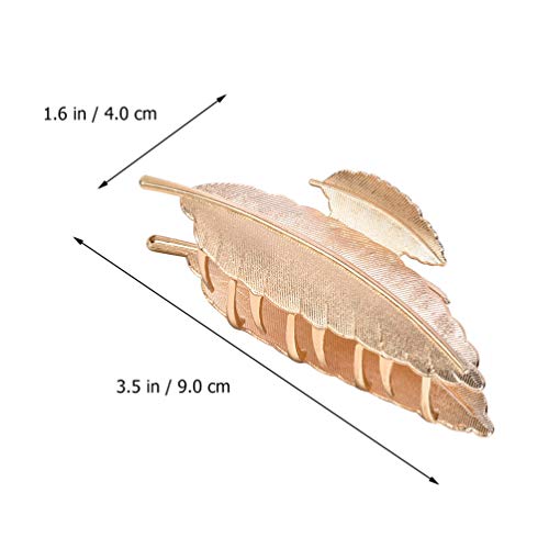 Minkissy 2 peças de penas de metal em forma de folha grampo de cabelo, presilha de cabelo, pente de