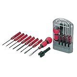 アネックス(ANEX) ドライバーセット 電工グリップ ヒートン回し付 8本組(+0/+1/+2/-2.5/-5.5/-6/針/ギムネ) No.6950【握りやすく、力入れやすいボールグリップ】差替ドライバー パソコン分解 家具組立 マグネット吸着