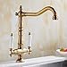 AXWT Xxwt Salle de Bains Mitigeur évier de Cuisine Traditionnelle mitigeur Double poignée en Laiton Massif Robinet de Cuisine en Laiton Bronze Antique Classique Robinet (Color : Bronze)