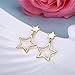 Gold-tone Star Dangle Drop Christmas Earrings For Women Party Hollow Star Small Dangling Cute Stud Post Fashion Jewelry
