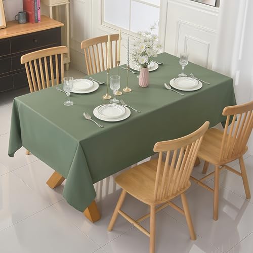 Image of 2-Pack 60x144 inch Sage Green Table Cloths, Solid Stain and Wrinkle Resistant Oblong Tablecloth, Premium Plain Weave Polyester Fabric Rectangle Table Linen Covers for Hotel, Banquet