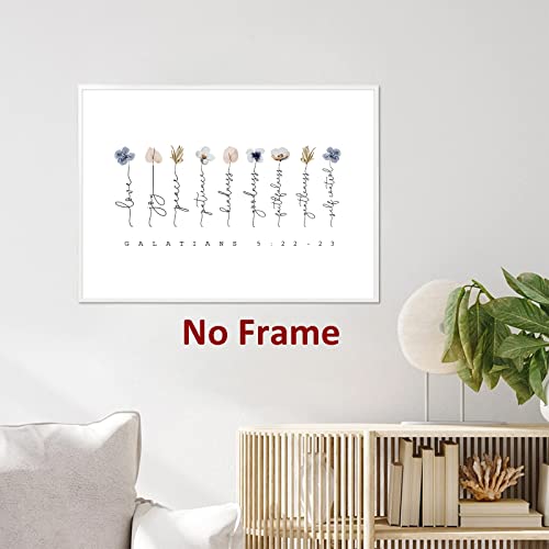 Galatians 5 22-23 Wall Art Fruit Of The Spirit Picture Floral Scripture Wall Art Minimalist Flower Posters Bible Verse Quotes Plant Floral Pictures Modern Flower Poster For Living Room 16X24In Frameless #TOP4