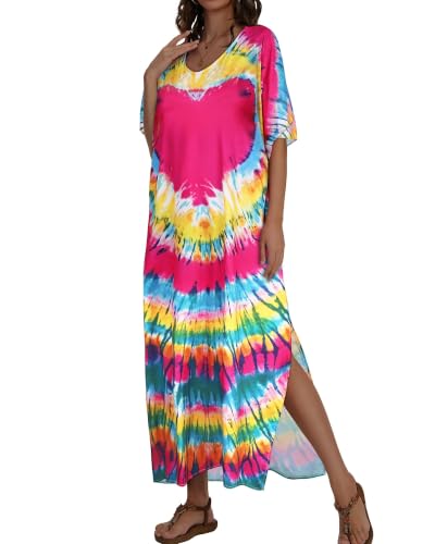 Image of Kaftan Dresses for Women V Neck Caftan Batwing Sleeve Swimsuit Cover Up