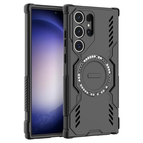 LVVFEI für Samsung Galaxy S23 Ultra Hülle Magnetisch Handyhülle Schutzhülle mit Stoßdämpfendem Luftpolster, Kratzfeste H...