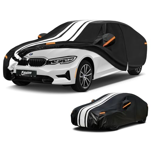 Kayme Heavy Duty Car Cover Custom Fit for BMW 3 Series 320i 325i 328i 330i 335i (1982-2026), Outdoor Full Exterior Cover with Tape and Towel, Rain Snow Sun UV Protection.