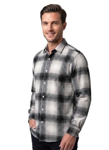 Image of DEEMOON Men's Cotton Blend Regular Fit Shirt | Full Sleeves Checkered Casual Button-Down Shirt for Men (Available in Plus Size)