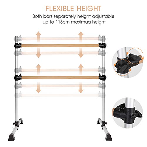 image for Sposuit Ballet Barre Portable Home 4FT Wood Adjustable Ballet Bar for 