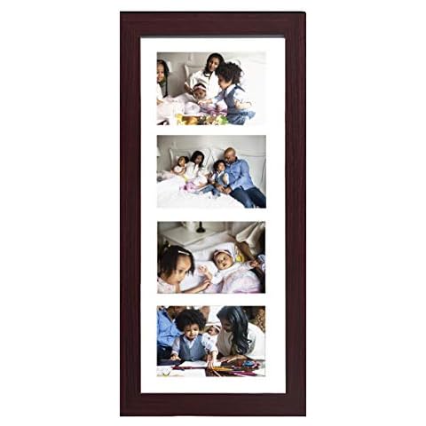 Wooden Picture frame collage made for four 4x6-inch Photos - Brown Finish Cover