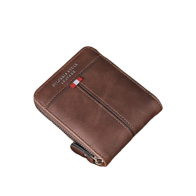 1pc Stylish Short PU Leather Wallet For Men, With Zipper Coin Pocket, Featuring A Multi-functional Patchwork Design With Multiple Card Slots