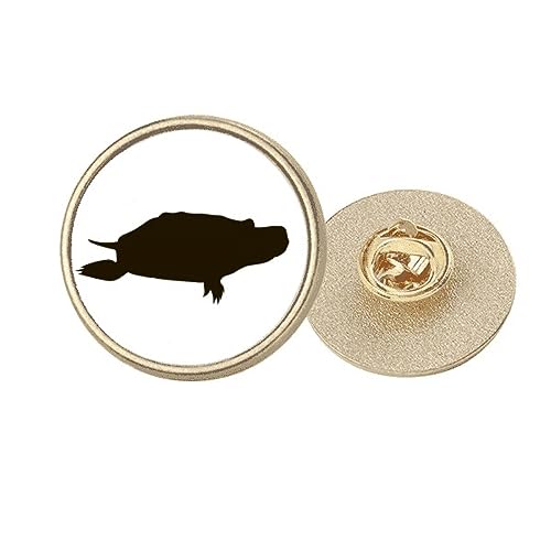 Broche ronde en métal doré tortue noire taille M