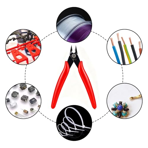 Image of Micro Wire Cutter 5-inch,Precision Flush Cut Nippers,Small Side Cutting Pliers for Jewelry,Electronics,3D Printing,Plastic Models,Red