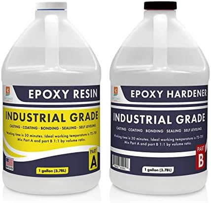 Epoxy Resin 2 Gallon Kit Industrial Grade | Easy to Use, Super Strong, Glossy, Clear, Water-Resistant | for Bonding, Sealing, Casting, Coating, Filling, Gluing - (1 Gallon + 1 Gallon)