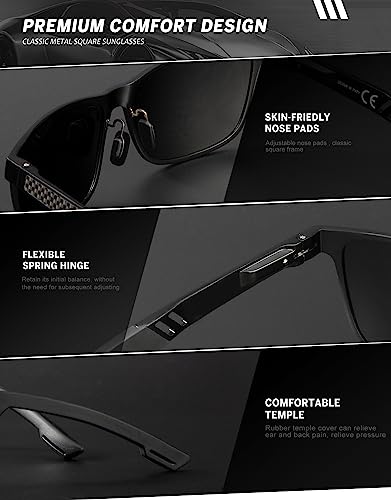 Image of ANYLUV Polarized Sunglasses for Men Rectangular Classic Al-Mg Metal Frame Sun Glasses Mens Sunglasses with UV Protection