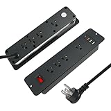 8 Outlets Dual Side USB C Recessed Power Strip Flush Mount Charging Station Built in Desk Multiple Power Socket for Furniture Cabinet Table Conference (Black)