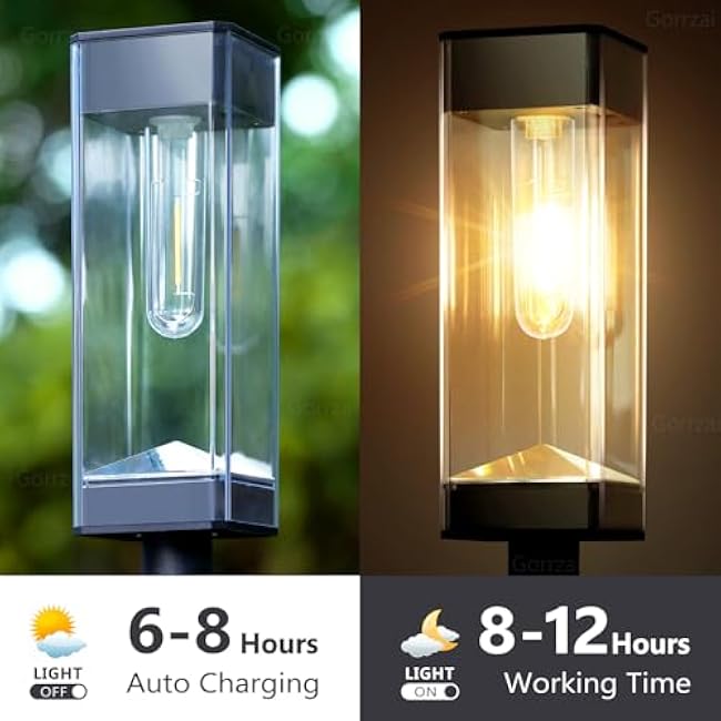 Bright Solar Pathway Lights Outdoor 8 Pack Solar Lights Outdoor LED Waterproof with 3000K Tungsten Filament Bulb Landscape Lighting for Yard, Driveway, Garden, Walkway, Lawn, Path