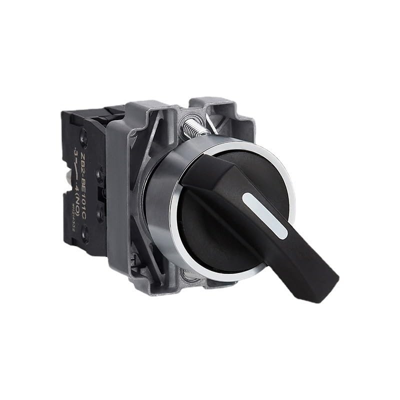 Button XB2BJ Control Button switches Metal Black Long Handle Rotary selector switches self-Reset(XB2BJ21C)