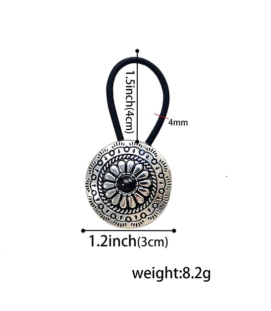 Concho Western Turquoise Squash Blossom Hairband and Tie Concho Metal Ponytail Holder Metal Hair Ties. (3 Pcs-Set) (typeC)2