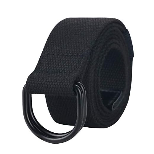 Taffeta Alley Black Belt Men,Military Canvas Web Belts for Men Double D Ring Buckle, Black, waist size 36-39