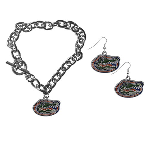 NCAA Siskiyou Sports Womens Florida Gators Chain Bracelet and Dangle Earring Set One Size Team Color
