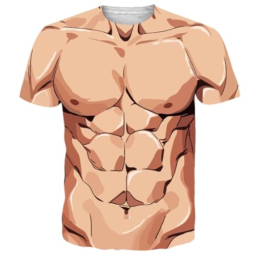 [Zleufirty] 筋肉tシャツ タトゥー 3Dプリント メンズ Tシャツ 半袖 おもしろtシャツシ マッチョtシャツ ストリート系 春夏秋服 (JP, アルファベット, XL, 筋肉アニメ)の商品画像（Amazon）