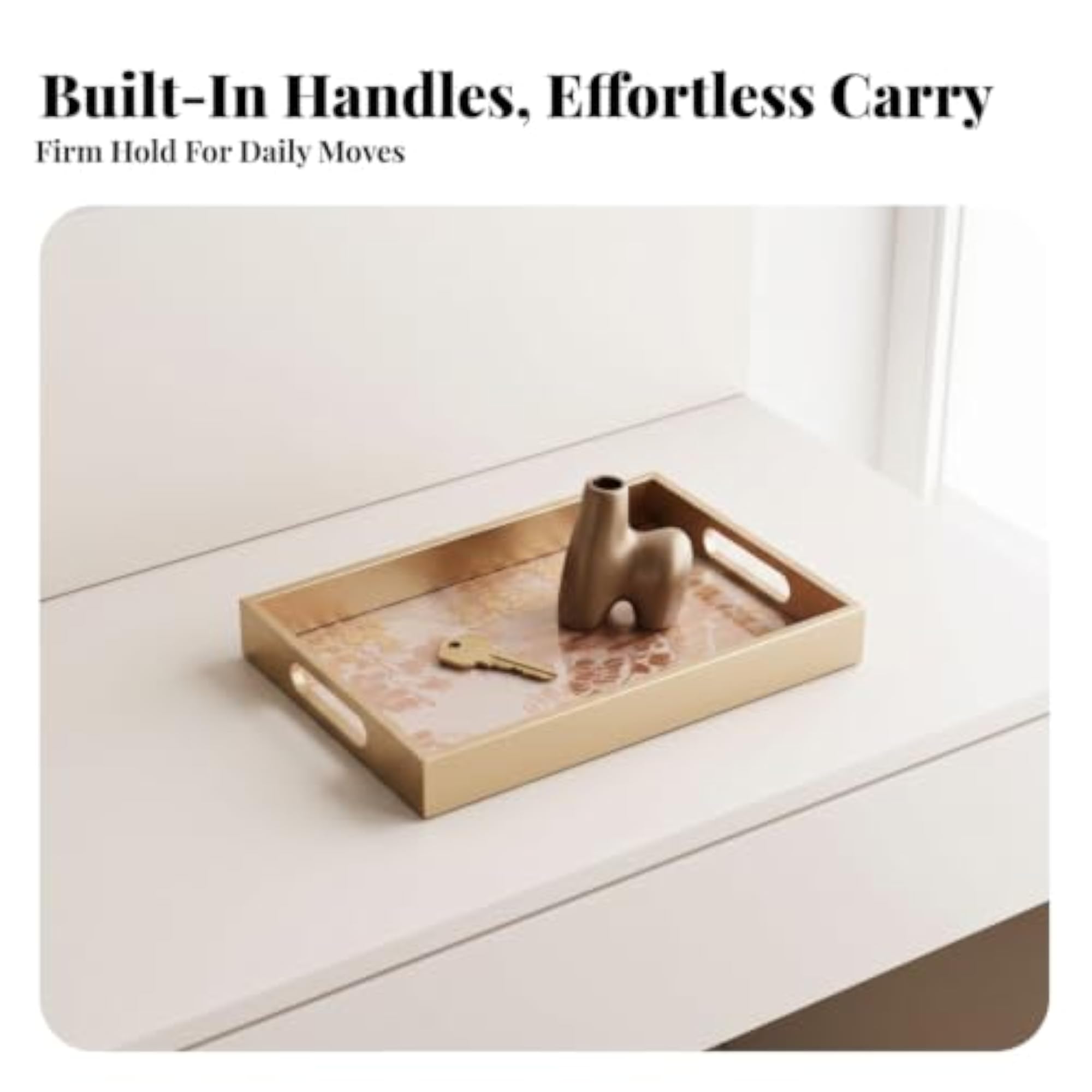 Decorative Rectangular Tray with Handles, Elegant Home Decor