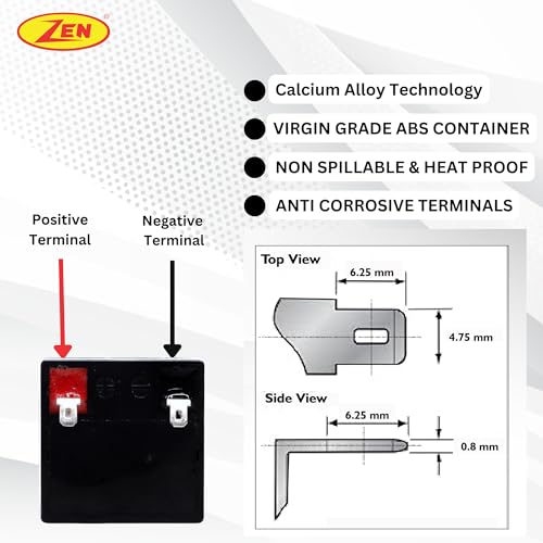 Zen 4 Volt 4 Ah SMF VRLA Battery | Rechargeable, Maintenance-Free, Ideal for Emergency Power, UPS, Solar, Security Systems & More Application | Zen... - Image 6
