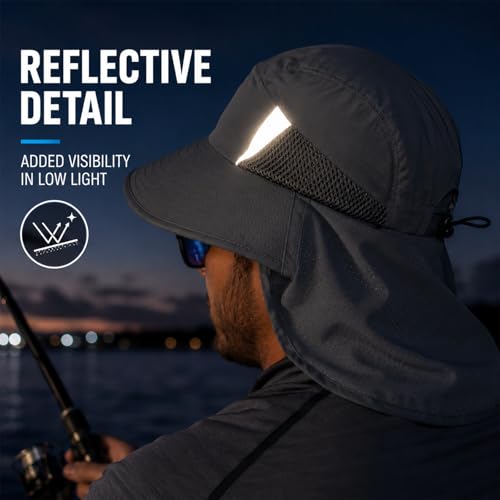 Image of Palmyth Fishing Hat Wide Brim Sun Hat with Neck Flap & Sunglasses Storage