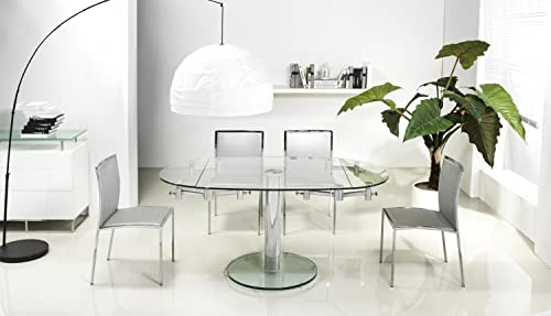 Casabianca Furniture Thao Stainless Steel/Clear Glass Extendable Dining Table By Casabianca Home, #TOP7