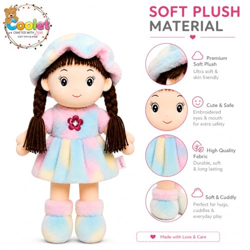 Image of Soft Hat Doll for Kids 60 cm | Cute Plush Rag Doll with Cap & Braided Hair | Washable Stuffed Soft Toy for Girls & Boys | Birthday Gift | Multicolor