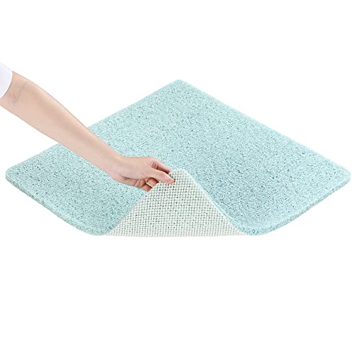 Rccugmats 0.6" Thick Bath Mat Non Slip Shower Stall Mat For Tub No Suction Cup Quick Drying, 24 * 24 Inch, Blue #TOP20