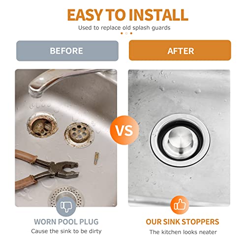 Garbage Disposal Stopper with Splash Guard, for Insinkerator Kitchen Sink Drain Plug Brushed Stainless Steel with 3 3/8\" EPDM Splash Guard Set Ullnosoo - Thumbnail 4