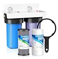 PUREPLUS 2-Stage Whole House Water Filtration System, 10" Universal Clear Housing, with Sediment, Carbon Block Filter, Reduce Chlorine, Taste, Odor, Includes Pressure Gauges, 1" Inlet/Outlet